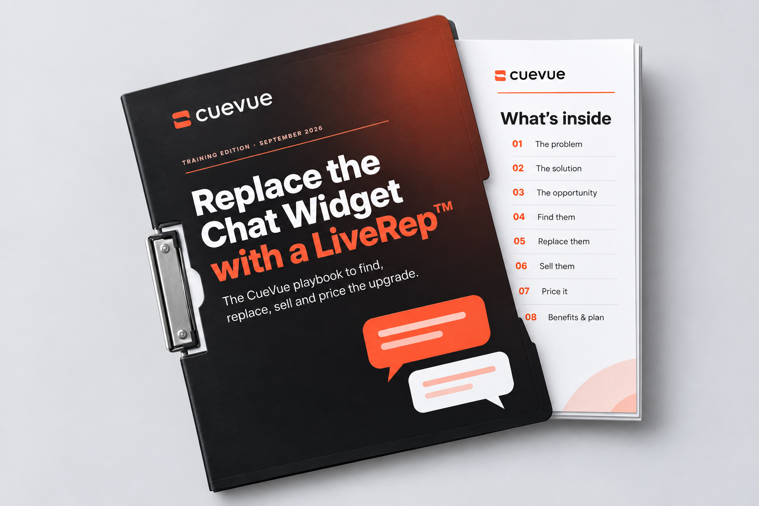 CueVue Built PDF Training report — Replace the Chat Widget with a LiveRep