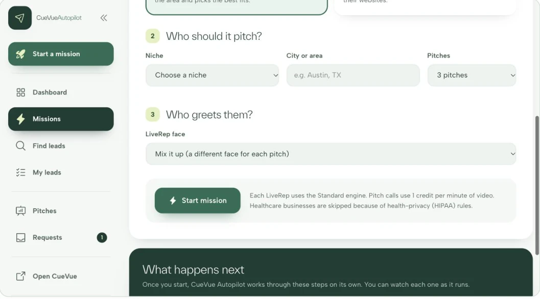 Mission setup application screenshot