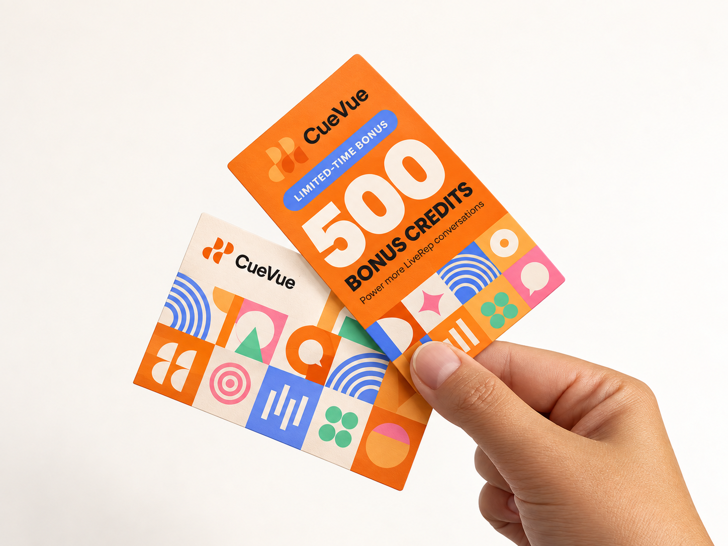 CueVue 500 bonus credits card — power more LiveRep conversations