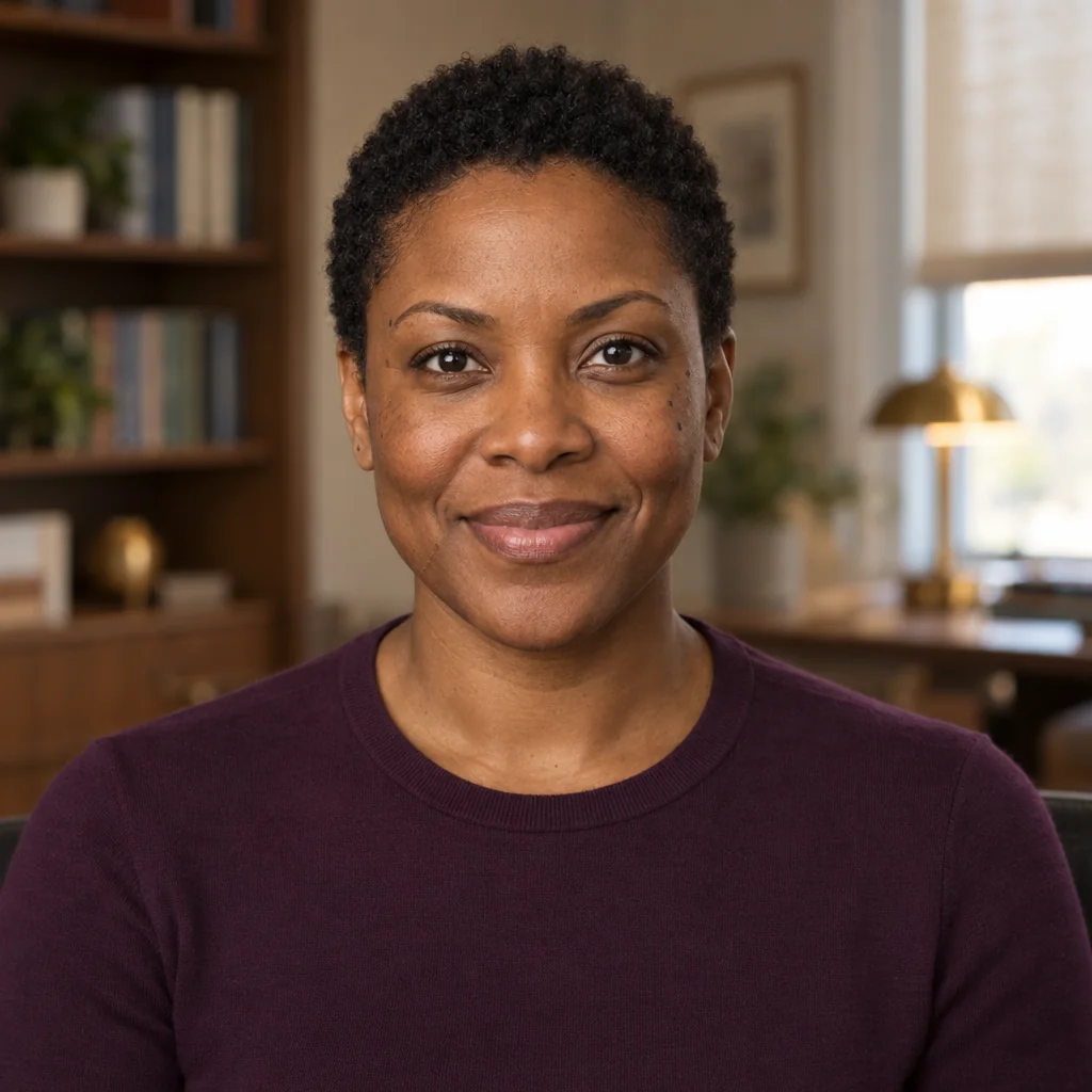 Yvette, a CueVue presenter portrait example