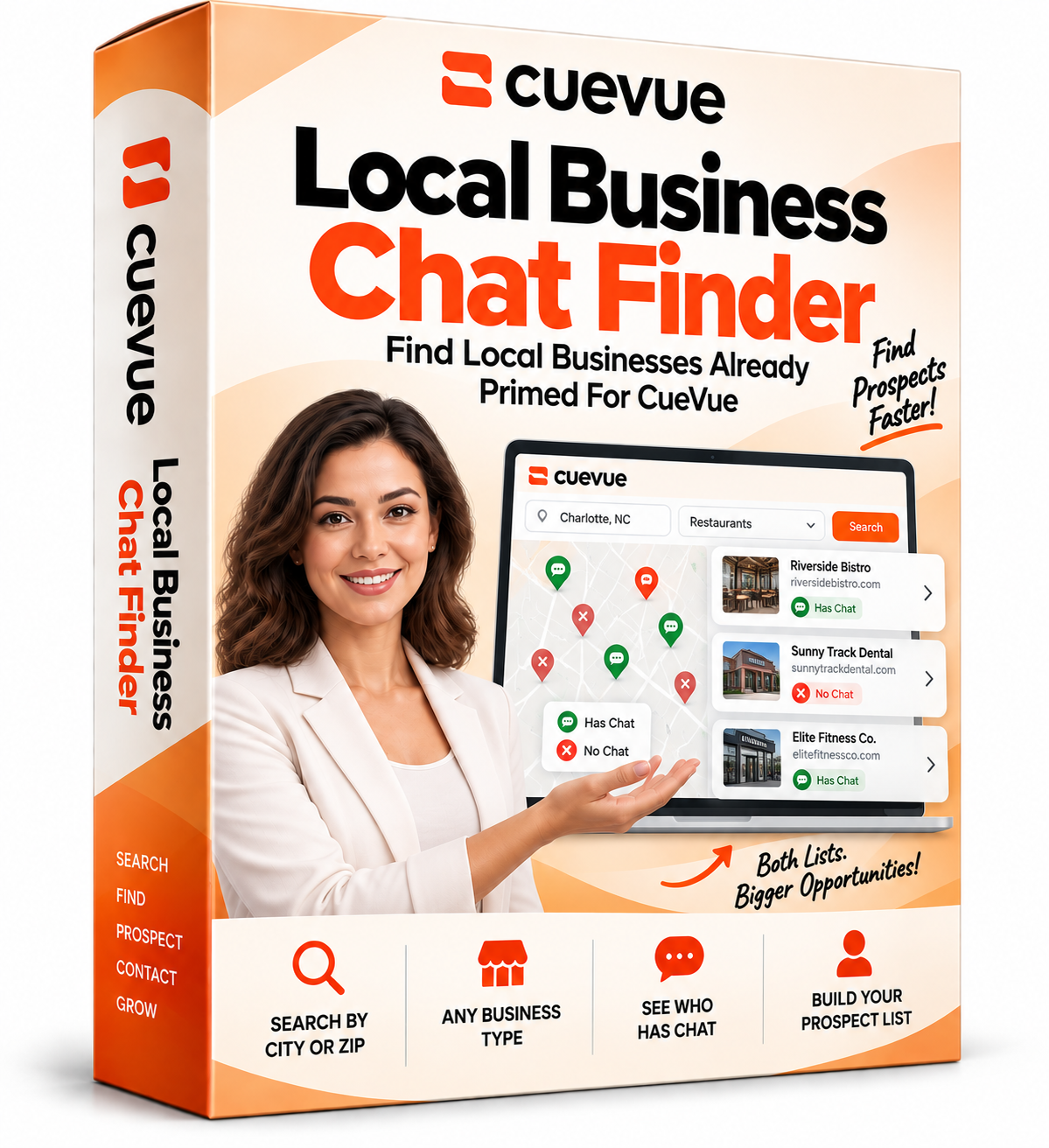 CueVue Local Business Chat Finder software box